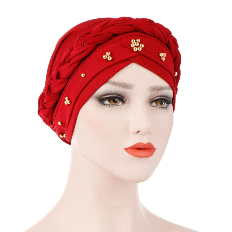 India Muslim Women Hijab Hat Cancer Chemo Cap Braid Beads Turban Headscarf Islamic Head Wrap Lady Beanie Bonnet Hair Loss Cover