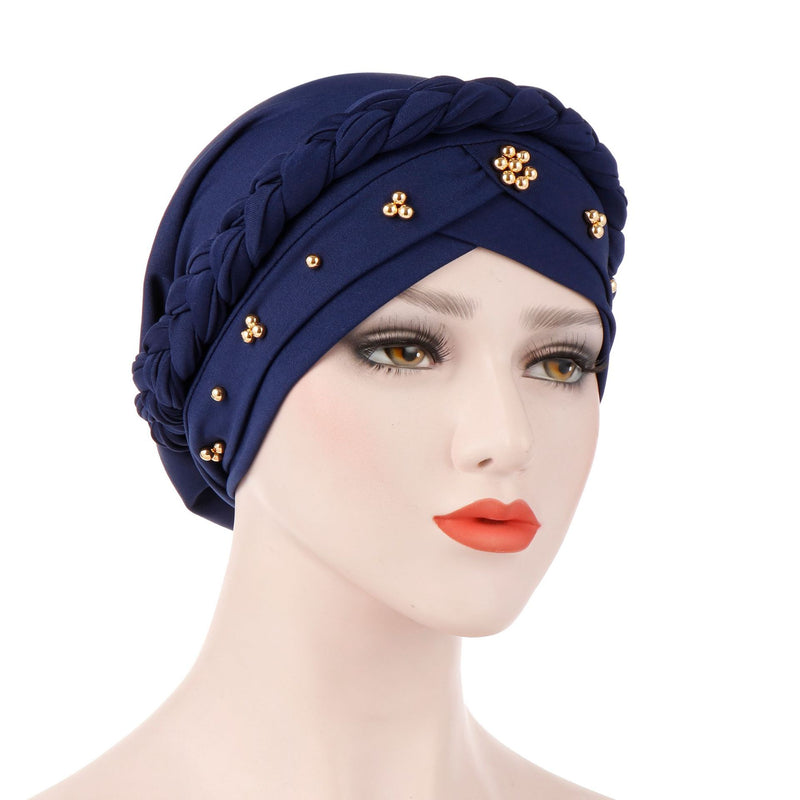 India Muslim Women Hijab Hat Cancer Chemo Cap Braid Beads Turban Headscarf Islamic Head Wrap Lady Beanie Bonnet Hair Loss Cover