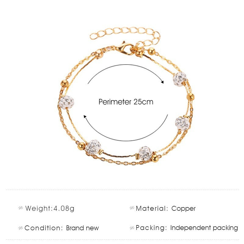 Ankle Bracelet Foot Jewelry Beach Accessories Crystal Rhinestone Foot Chain Anklets For Women Gold Color Leg Bracelet Boho