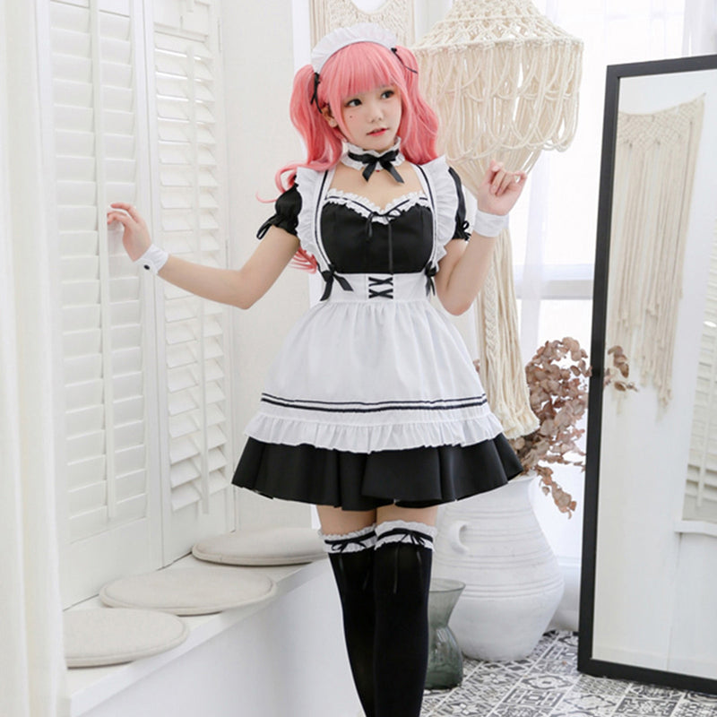 2023 Black Cute Lolita Maid Costumes Girls Women Lovely Maid Cosplay Costume Animation Show Japanese Outfit Dress Clothes