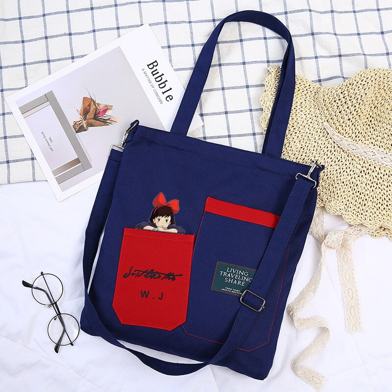 Anime Kiki's Delivery Service canvas shoulder bag Large Capacity Handbags Women Bags Lady Tote Shopping Crossbody Bags