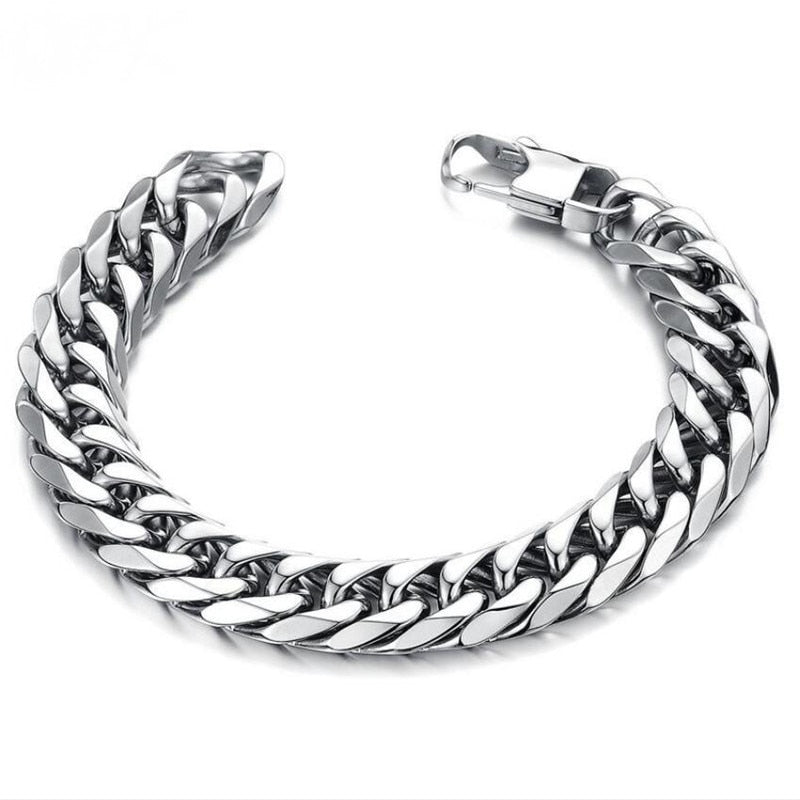 HNSP 8MM -14MM Wide Thick Stainless Steel Bracelet Homme Hand Chain For Men Male