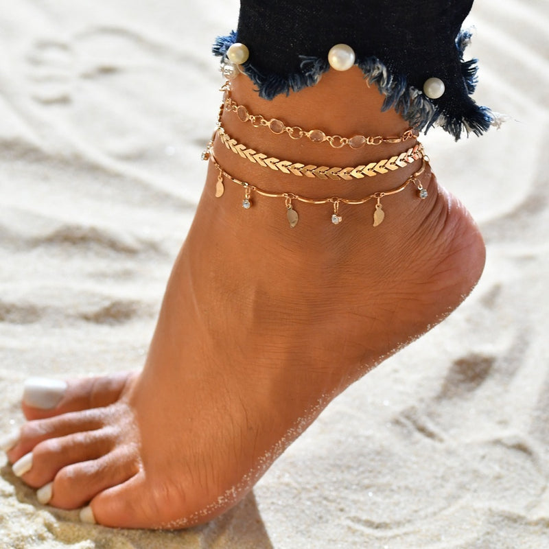 Female Bohemian Shell Heart Summer Anklets For Women Tortoise Ankle Bracelets Girls Barefoot on Leg Chain Jewelry Gift