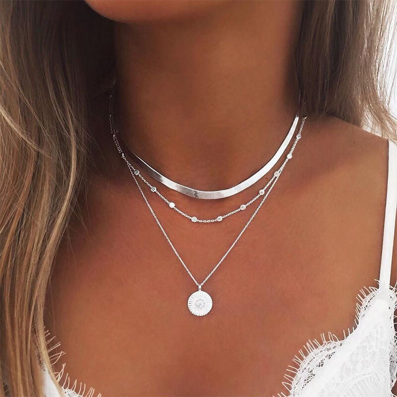 Bohemia Multilayer Necklace For Women Gold Silver Color Pearl Choker Necklaces 2021 New Neck Jewelry Collier Femme