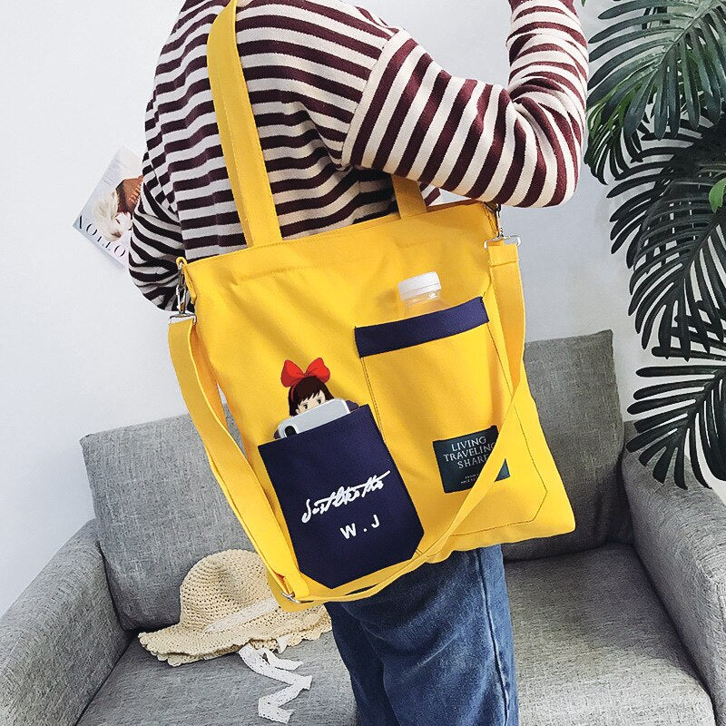 Anime Kiki's Delivery Service canvas shoulder bag Large Capacity Handbags Women Bags Lady Tote Shopping Crossbody Bags