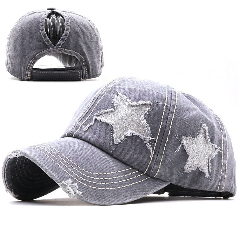 100% Washed Denim Hole star Baseball cap Snapback Hats Autumn Summer fishing Hat for Men Women Caps Casquette hats Gorras