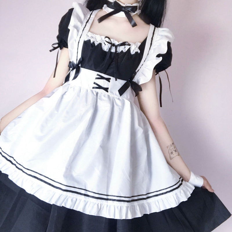 2023 Black Cute Lolita Maid Costumes Girls Women Lovely Maid Cosplay Costume Animation Show Japanese Outfit Dress Clothes