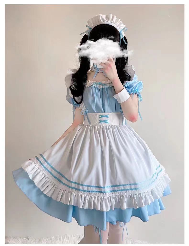 2023 Black Cute Lolita Maid Costumes Girls Women Lovely Maid Cosplay Costume Animation Show Japanese Outfit Dress Clothes