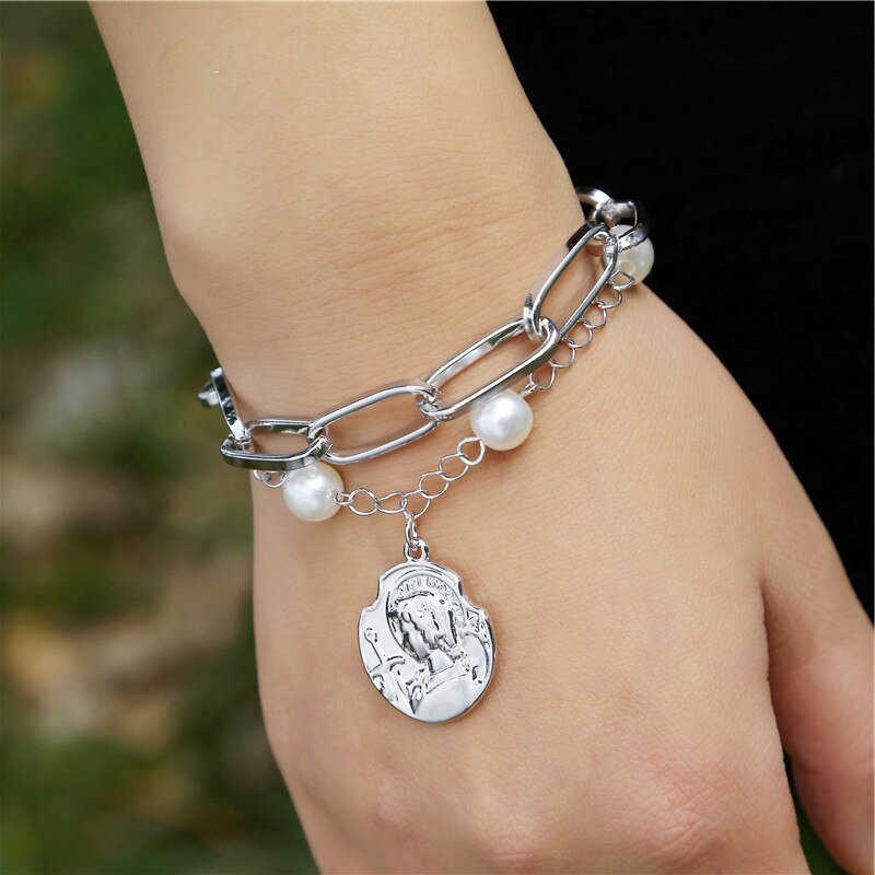 Punk Hip Hop Tag Coin Bracelet Bohemian Retro Thai Original  Exquisite Unique Lucky Pendant Bracelet Fashion Female Jewelry