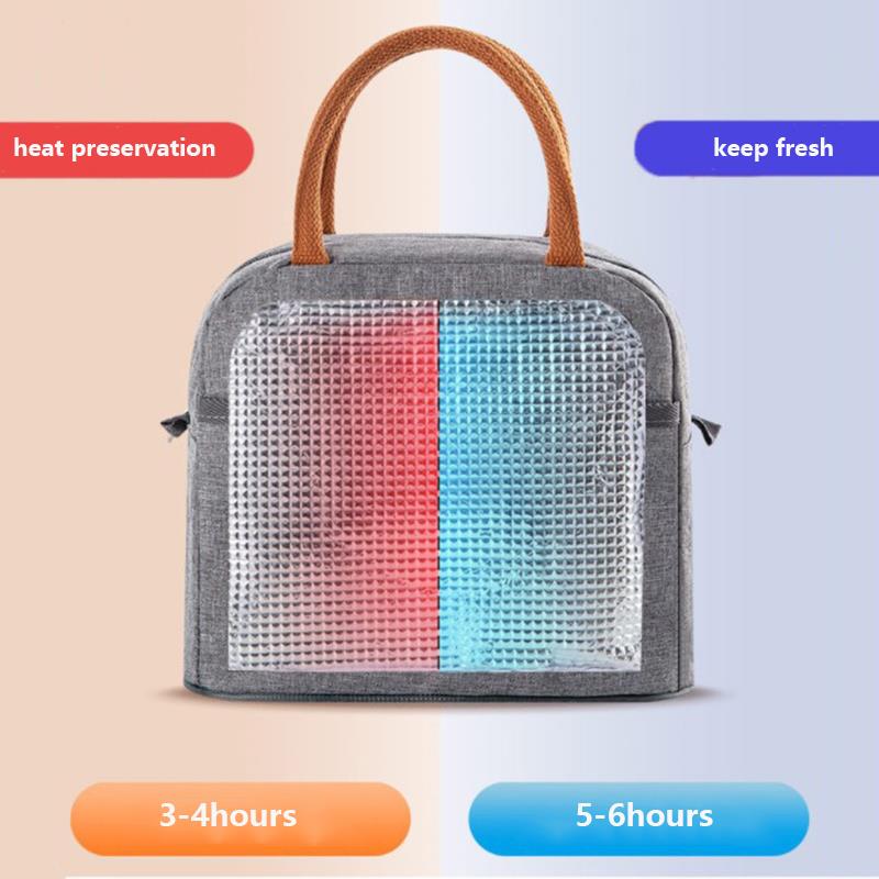 Portable Lunch Bag Lunch Box Thermal Insulated Canvas Tote Pouch Kids School Bento Portable Dinner Container Picnic Food Storage