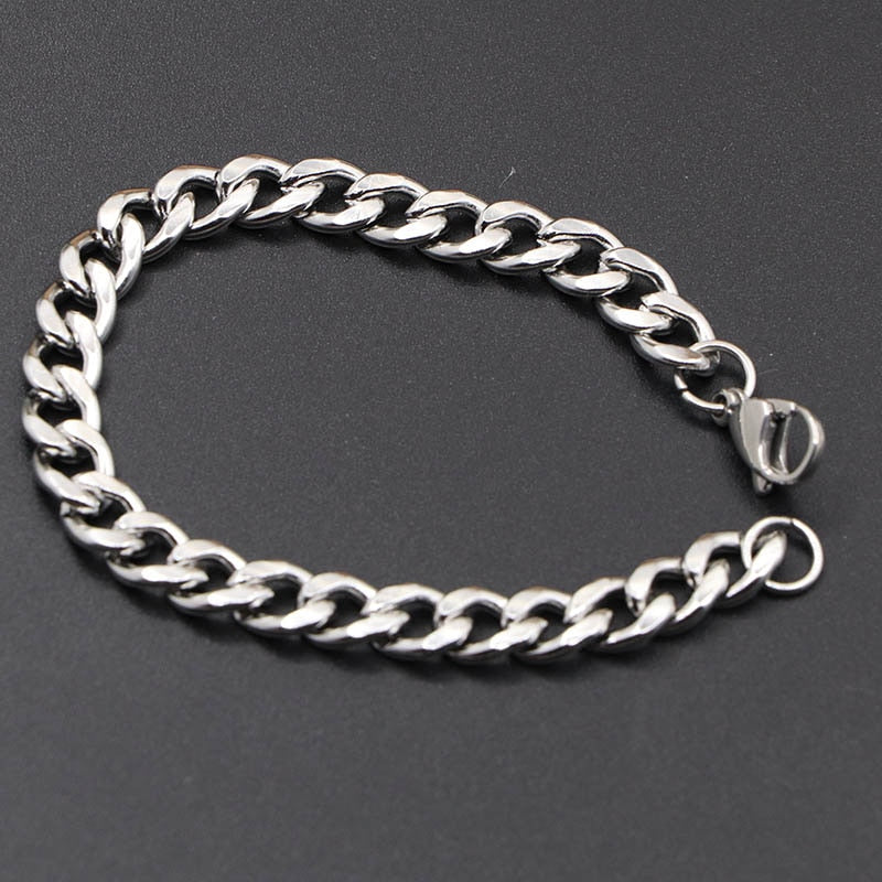 3-7mm Simple Stainless Steel Men Curb Cuban Chain Fashion Women Bracelet On Hand For Couple Unisex Wrist Jewelry Gift Party