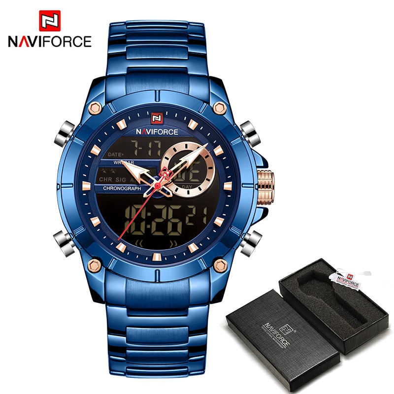 NAVIFORCE Luxury Original Sports Wrist Watch For Men Quartz Steel Waterproof Digital Fashion Watches Male Relogio Masculino 9163