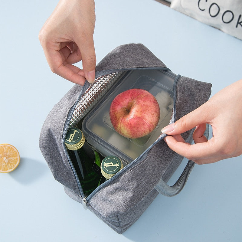 Portable Lunch Bag Lunch Box Thermal Insulated Canvas Tote Pouch Kids School Bento Portable Dinner Container Picnic Food Storage