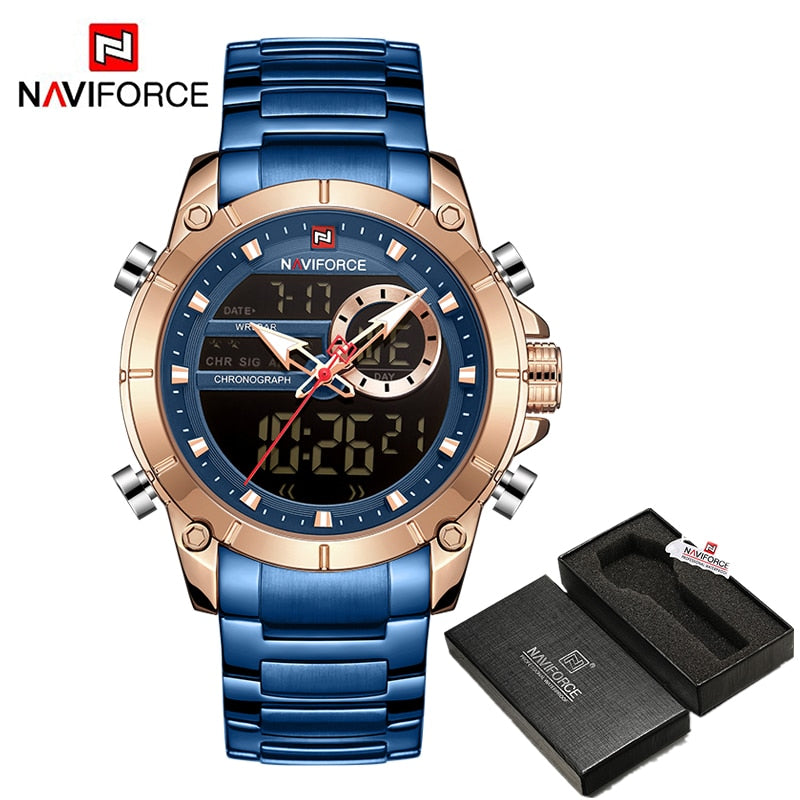 NAVIFORCE Luxury Original Sports Wrist Watch For Men Quartz Steel Waterproof Digital Fashion Watches Male Relogio Masculino 9163