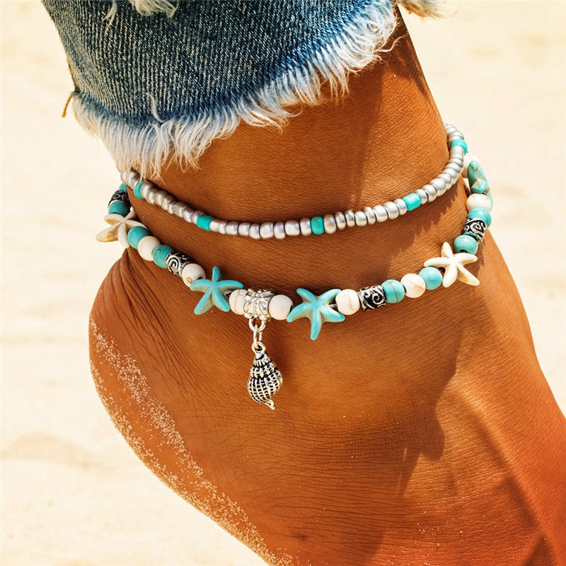 New Shell Beads Starfish Anklets for Women Beach Anklet Leg Bracelet Handmade Bohemian Foot Chain Boho Jewelry Sandals Gift