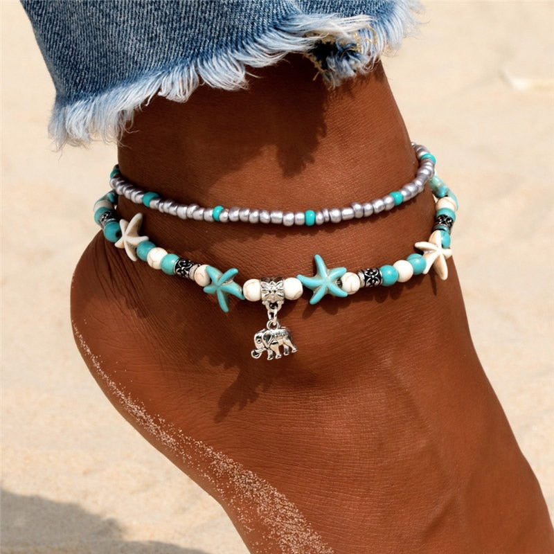 New Shell Beads Starfish Anklets for Women Beach Anklet Leg Bracelet Handmade Bohemian Foot Chain Boho Jewelry Sandals Gift