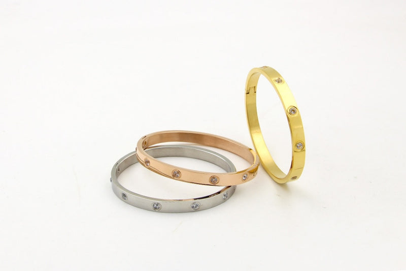 Beautiful Lovers Bracelets Woman Bracelets Stainless Steel Bangles and Bangles Cubic Zirconia Golden Woman Jewelry Gifts