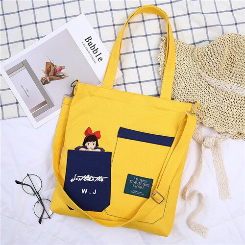 Anime Kiki's Delivery Service canvas shoulder bag Large Capacity Handbags Women Bags Lady Tote Shopping Crossbody Bags