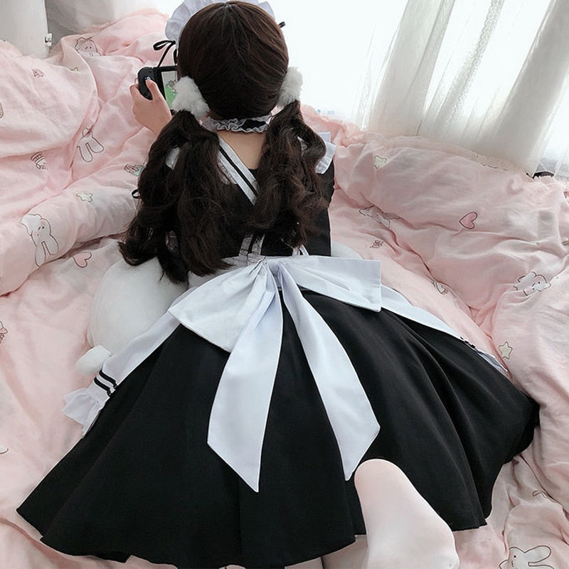 2023 Black Cute Lolita Maid Costumes Girls Women Lovely Maid Cosplay Costume Animation Show Japanese Outfit Dress Clothes