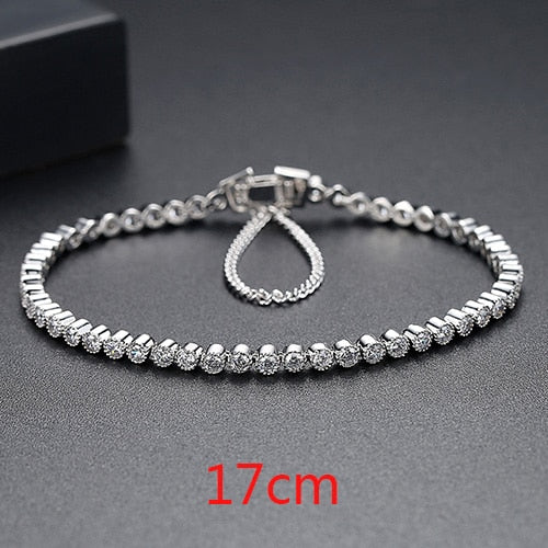 LUOTEEMI Brand Hot Selling Women Tennis Bracelet Luxury Round Clear CZ Beads Tennis Bangles for Men bijoux femme Unusual Jewelry