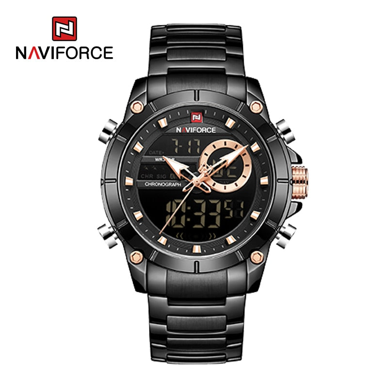 NAVIFORCE Luxury Original Sports Wrist Watch For Men Quartz Steel Waterproof Digital Fashion Watches Male Relogio Masculino 9163