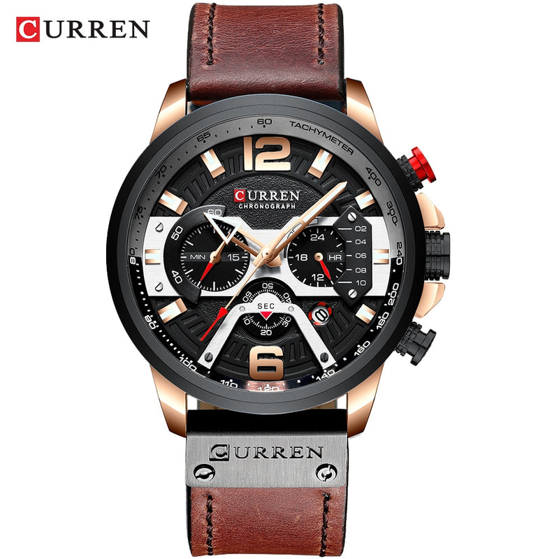 CURREN Casual Sport Watches for Men Top Brand Luxury Military Leather Wrist Watch Man Clock Fashion Chronograph Wristwatch