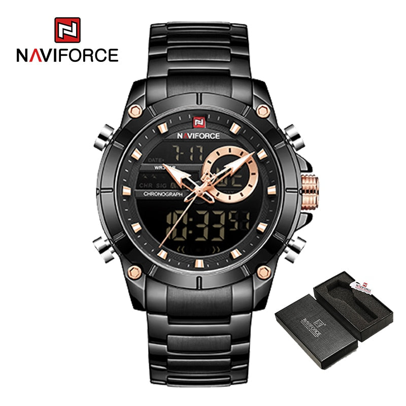 NAVIFORCE Luxury Original Sports Wrist Watch For Men Quartz Steel Waterproof Digital Fashion Watches Male Relogio Masculino 9163