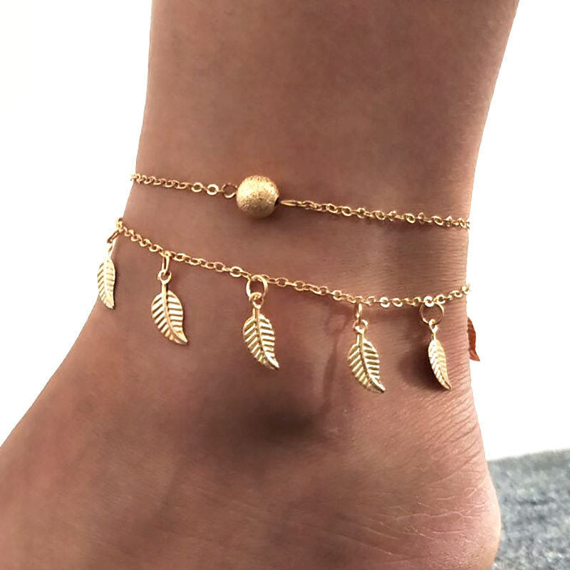 Bohemian Silver Color Anklet Bracelet On The Leg Fashion Heart Female Anklets Barefoot For Women Leg Chain Beach Foot Jewel