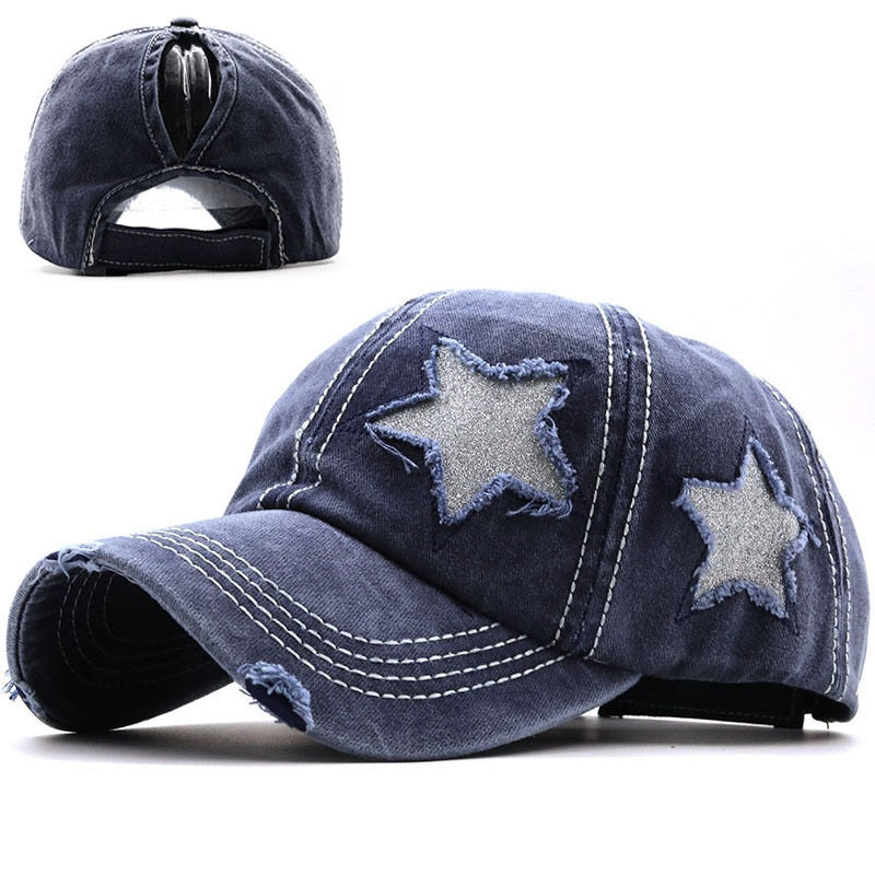 100% Washed Denim Hole star Baseball cap Snapback Hats Autumn Summer fishing Hat for Men Women Caps Casquette hats Gorras