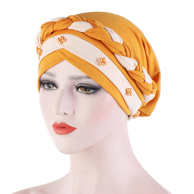 India Muslim Women Hijab Hat Cancer Chemo Cap Braid Beads Turban Headscarf Islamic Head Wrap Lady Beanie Bonnet Hair Loss Cover