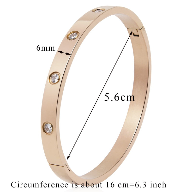 Beautiful Lovers Bracelets Woman Bracelets Stainless Steel Bangles and Bangles Cubic Zirconia Golden Woman Jewelry Gifts