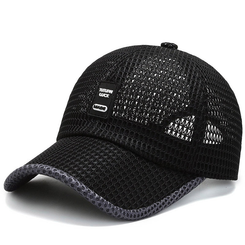 Summer Women Men Mesh Baseball Cap Brim Patchwork Snapback Label Stick Sunhat Outdoor Breathable Hip Hop Baseball Hats Casquette