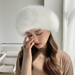 HT4003 Fur Hat Women Warm Snow Ski Cap Female Faux Fox Fur Bomber Hat Lady Windproof Winter Hats for Women Russian Hat Ushanka