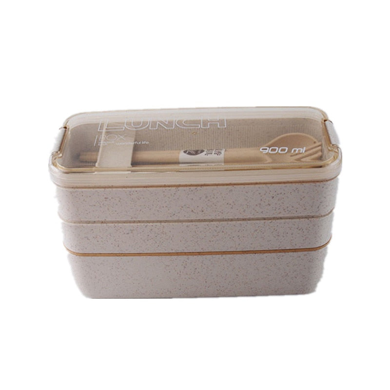 Kitchen 900ml Microwave Lunch Box Wheat Straw Dinnerware Food Storage Container Children Kids School Office Portable Bento Box