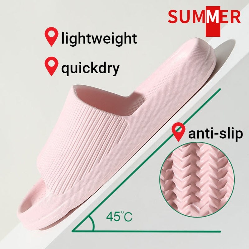 Summer Slippers Platform Shoes for Women EVA Beach Sandals Women Slides Soft-soled Indoor Men Mute Non-slip Household Flip Flops