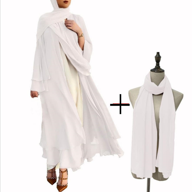 Better Double layer Abaya Kimono Dubai Kaftan Muslim Cardigan Abayas Dresses Women Casual Robe Femme Caftan Islam Clothes F2664