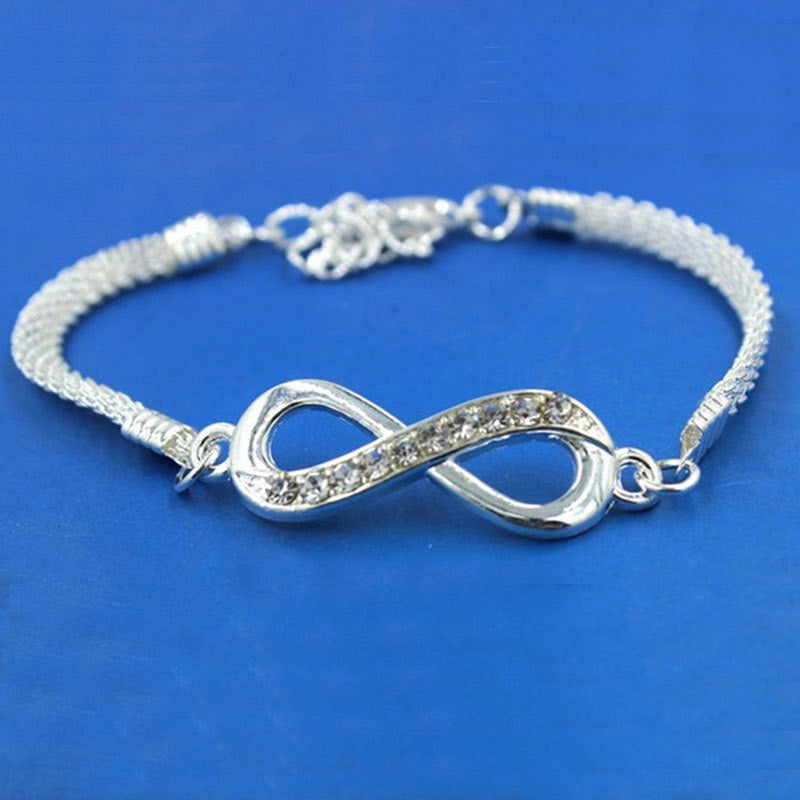 Rhinestone Infinity Bracelet Men&#39;s Women&#39;s Jewelry 8 Number Pendant Charm Blange Couple Bracelets For Lover Friend Women Gifts