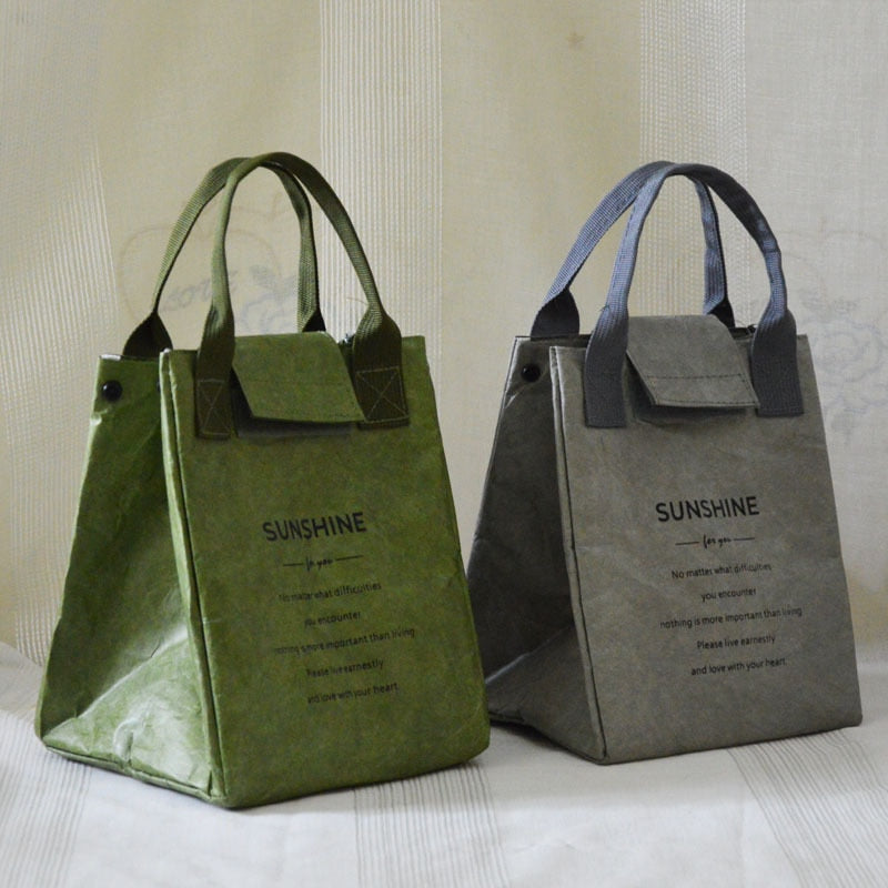 Paper Lunch Bag Waterproof Insulation Bag Lengthen and Thicken Aluminum Foil Japanese Handbag Office Worker Student