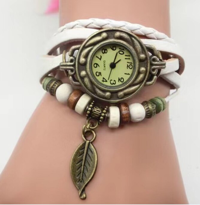 Foreign trade antique watch fashion leather wrapped bracelet epidermis women table butterfly pendants wholesale children table