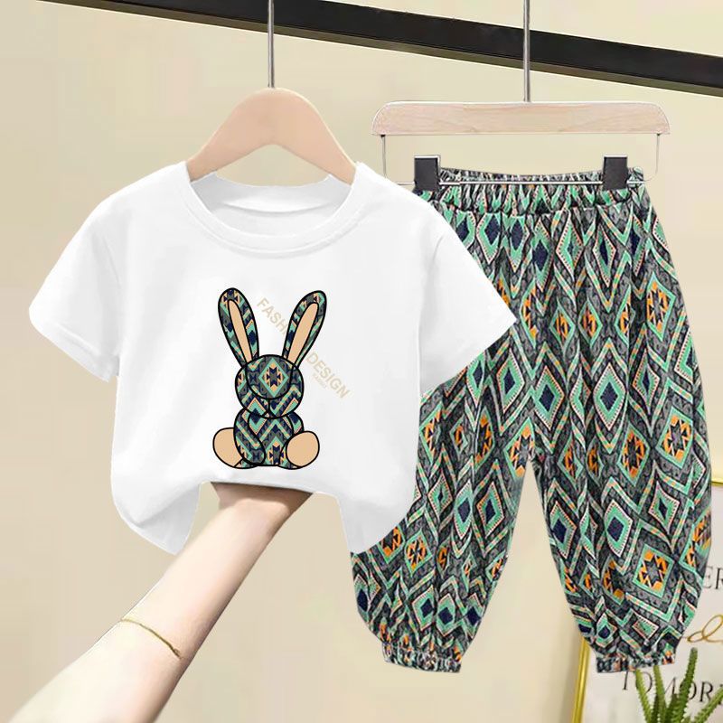 Children Clothing Set Boy Girl Clothes Summer Suit Baby Sets Cute Cotton Tshirt Pants Toddler Loungewear Soft Tracksuit 2-10Y