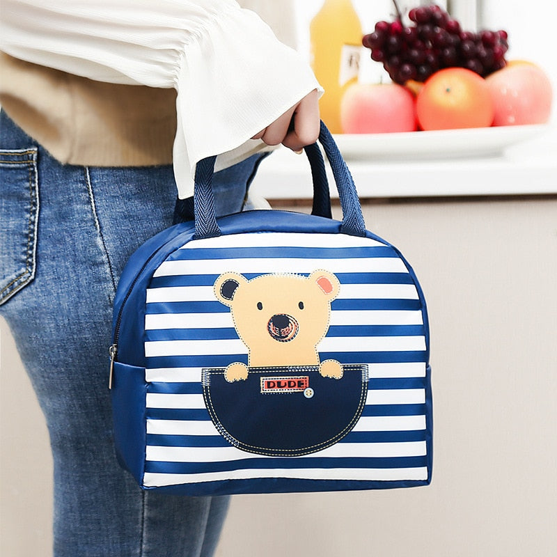 Cute Lunch Bag Cartoon Bento Box Bag Small Thermal Insulated Pouch For Kids Child School Snacks Lunch Box Container Tote Handbag