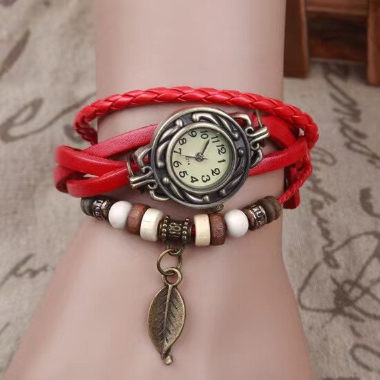 Foreign trade antique watch fashion leather wrapped bracelet epidermis women table butterfly pendants wholesale children table