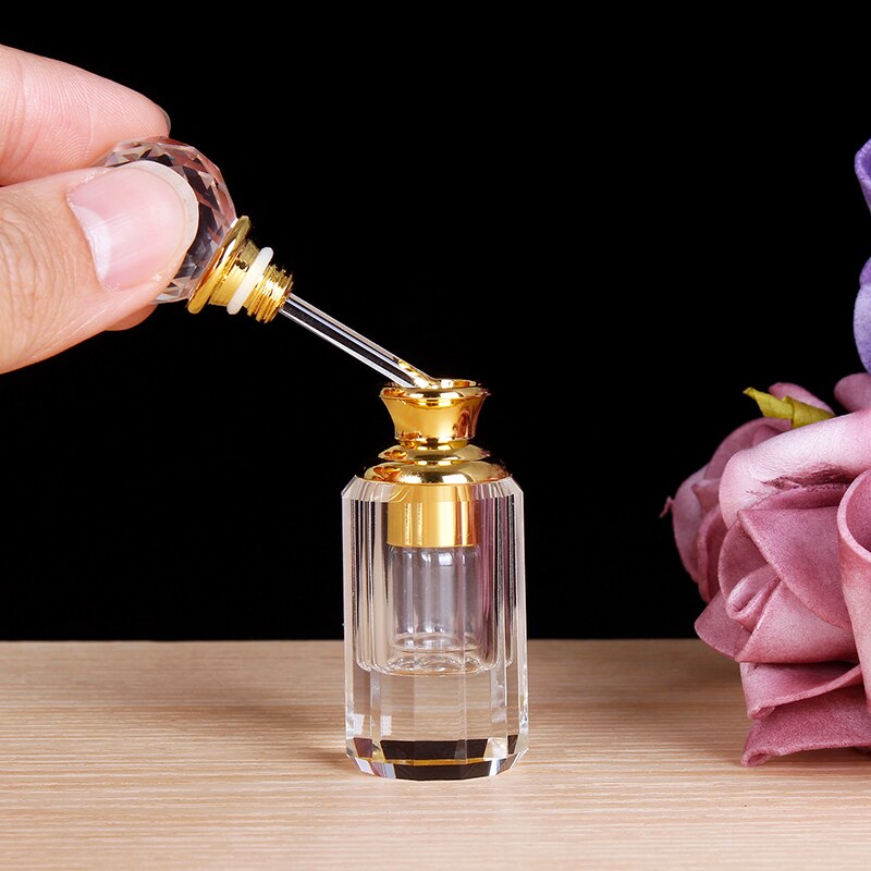 Portable 1ML Crystal Essential Oil Bottle Refillable Clear Glass Perfume Bottle For Lady Wedding Home Decor Christmas Gifts