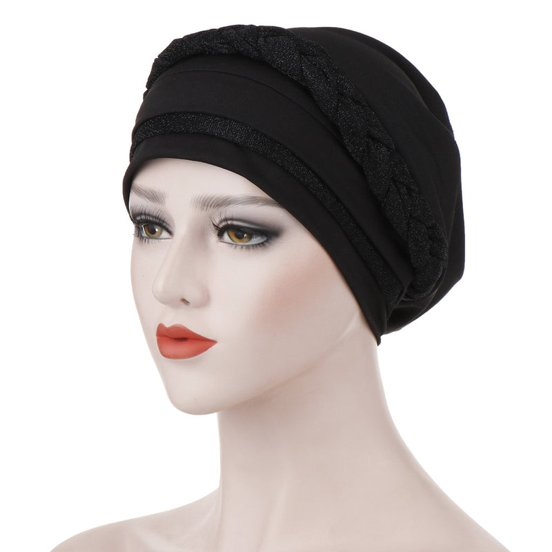 India Muslim Women Hijab Hat Cancer Chemo Cap Braid Beads Turban Headscarf Islamic Head Wrap Lady Beanie Bonnet Hair Loss Cover