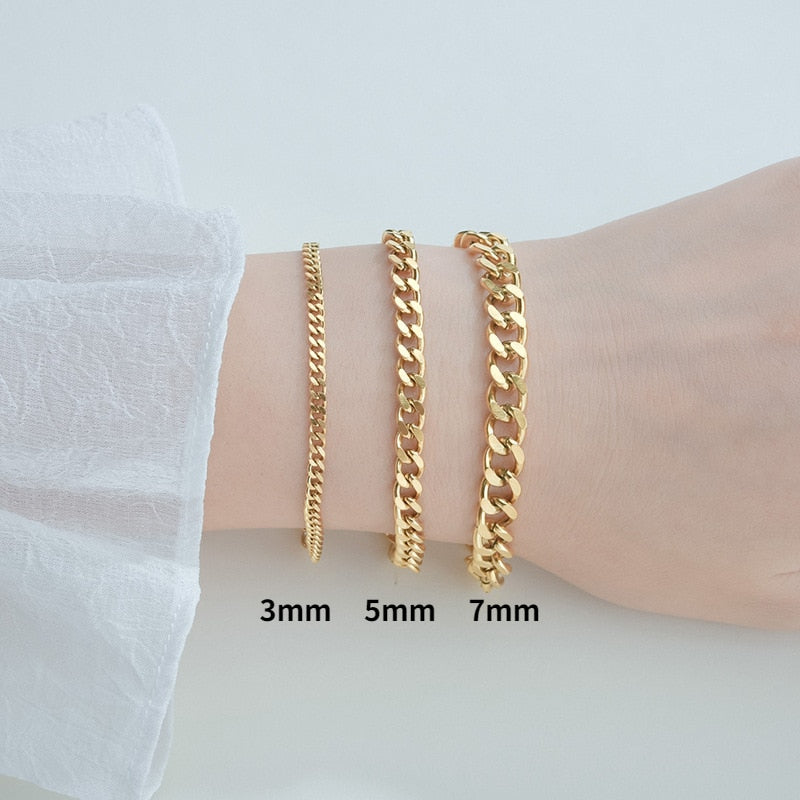 High Quality Stainless Steel Bracelets For Men Blank Color Punk Curb Cuban Link Chain Bracelets On the Hand Jewelry Gifts trend