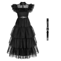 Wednesday Addams Cosplay Dress for Girl Kids Movie Wednesday Cosplay Costumes Black Gothic Dresses Halloween Party Women Clothes