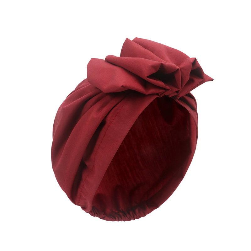 African Head Wraps Elegant Retro Turban for Women Muslim Headscarf Cap Soild Color Ladies Beanies Caps Muslim Headpiece