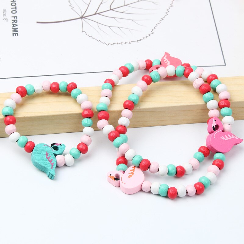 2pcs/Set Clay Beads Necklace Bracelet Jewelry Sets Cute Cartoon Pattern Charm For Children Party Jewelry Kids Birthday Gift Sets