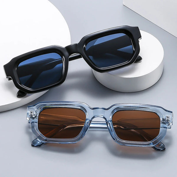 SO&EI Fashion Square Sunglasses Women Shades UV400 Vintage Blue Tea Punk Men Sun Glasses