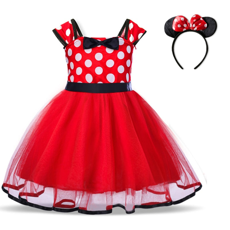 Fancy Baby Girls Clothes Mouse Dress Christmas Costume New Year Carnival Polka Dot Santa Dresses For Girls Holiday Party